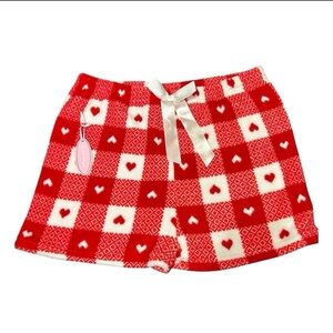 Spoiled Angel Women’s Red Heart Fleece Lounge Shorts Cozy Pajama Sleepwear L